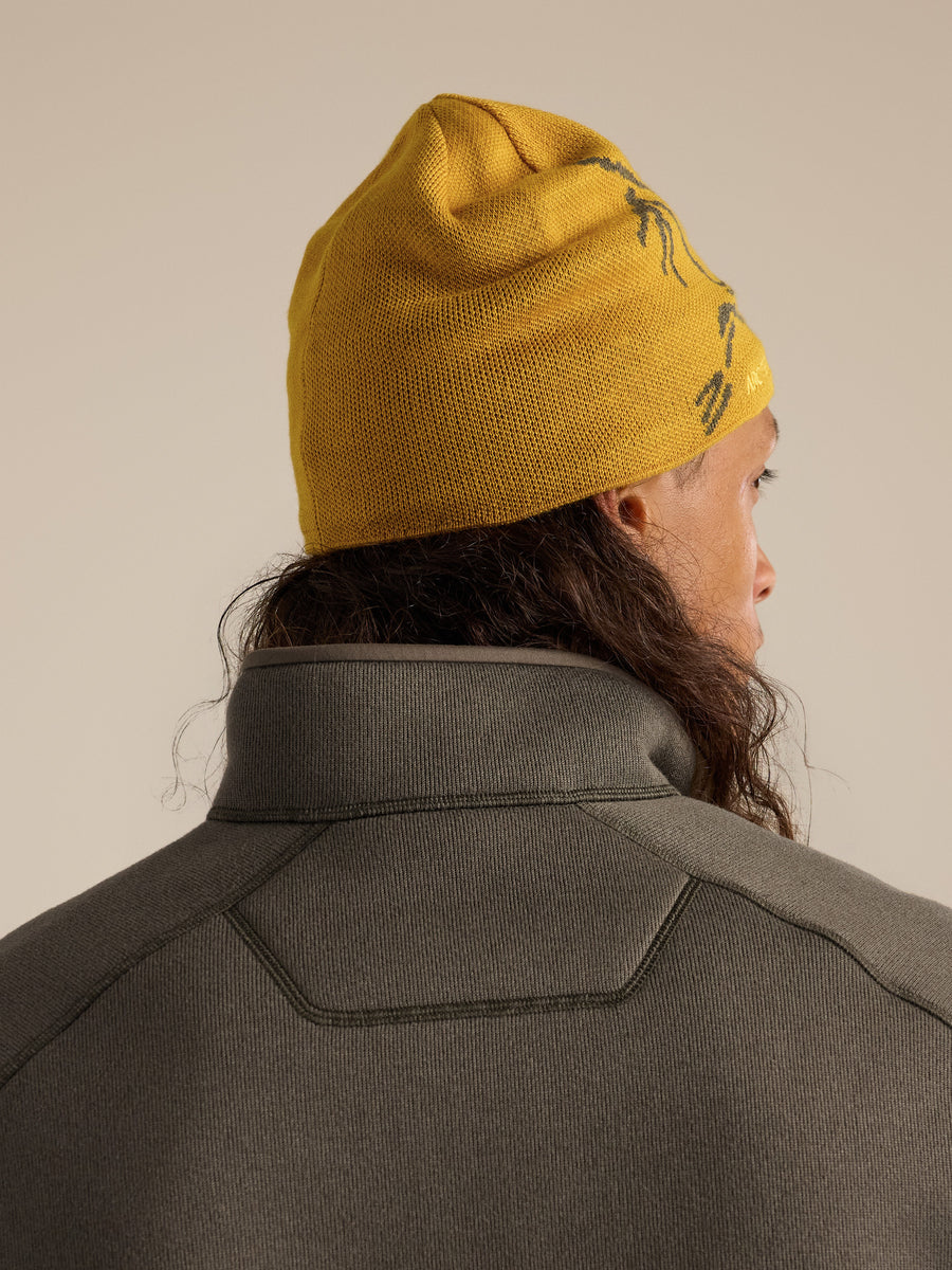 Bird Head Toque in Nucleus / Mongoose, showing its shape when worn