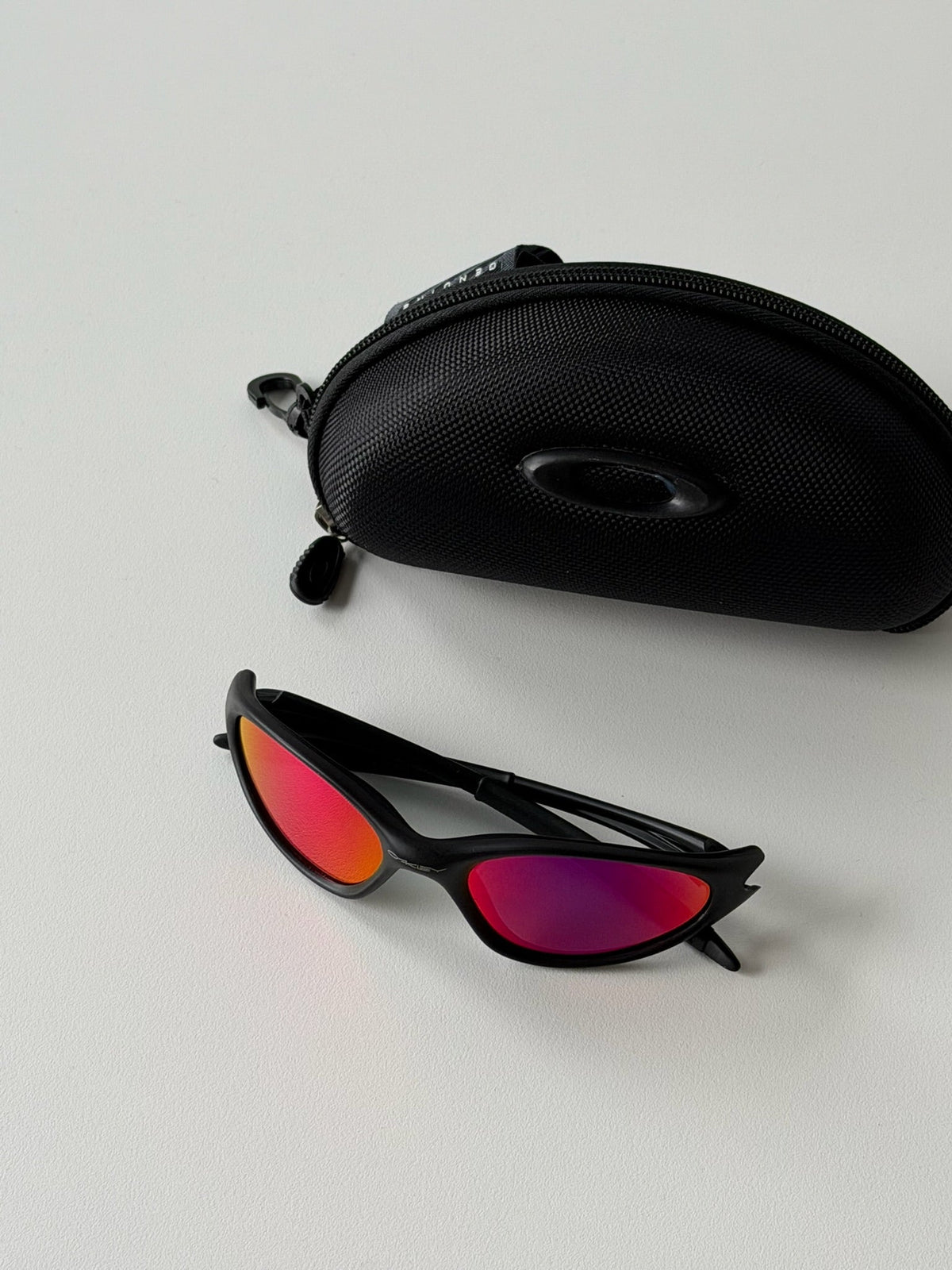 Oakley Eye Jacket Gen 1 Sunglasses – Matte Black / Fire Red — original product photo 1