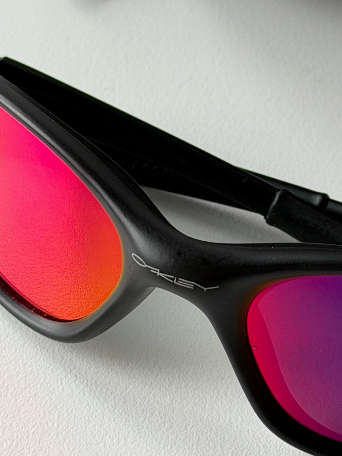 Oakley Eye Jacket Gen 1 Sunglasses – Matte Black / Fire Red — original product photo 6