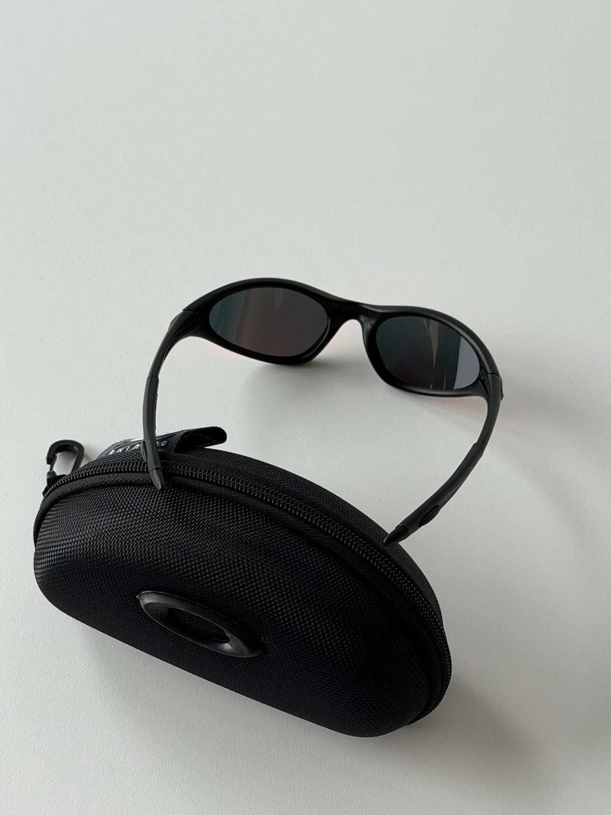 Oakley Eye Jacket Gen 1 Sunglasses – Matte Black / Fire Red — original product photo 8