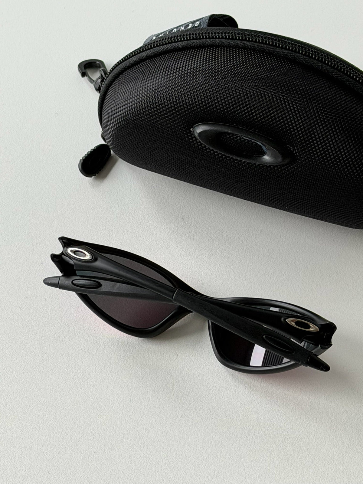 Oakley Eye Jacket Gen 1 Sunglasses – Matte Black / Fire Red — original product photo 11