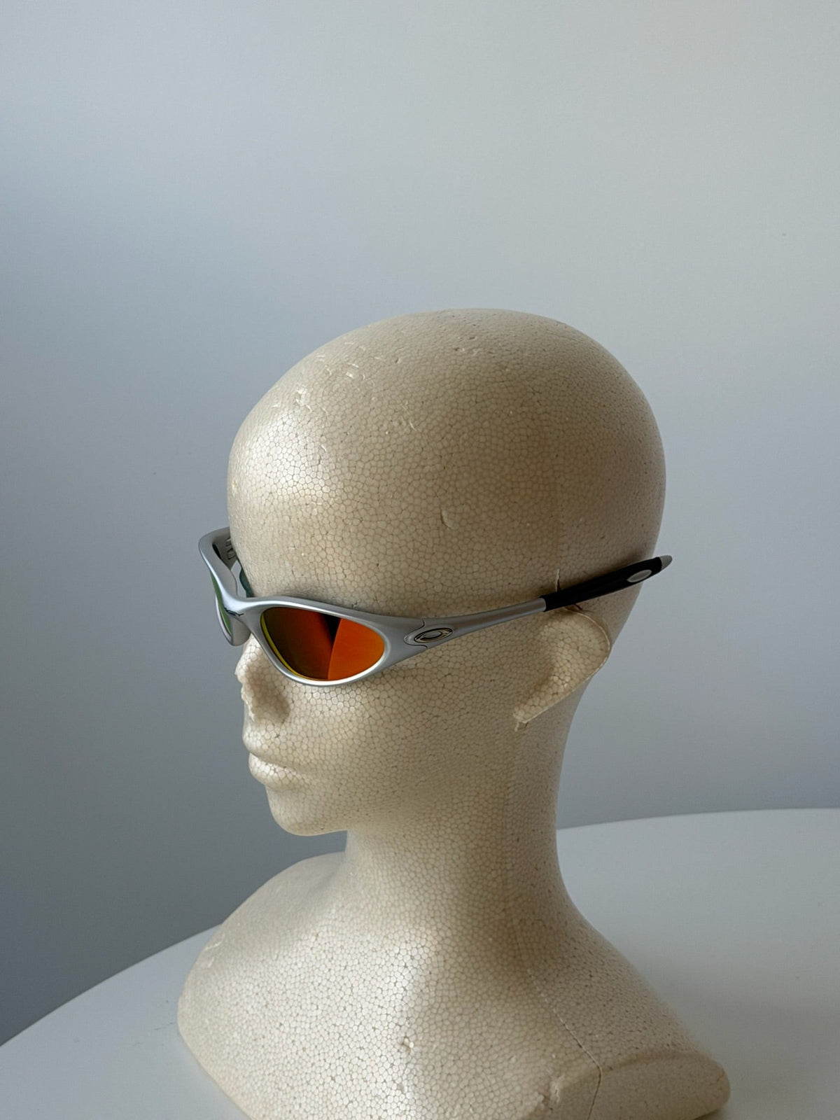 Oakley Eye Jacket Minute 1.0 Sunglasses – Silver / Fire Red — original product photo 2
