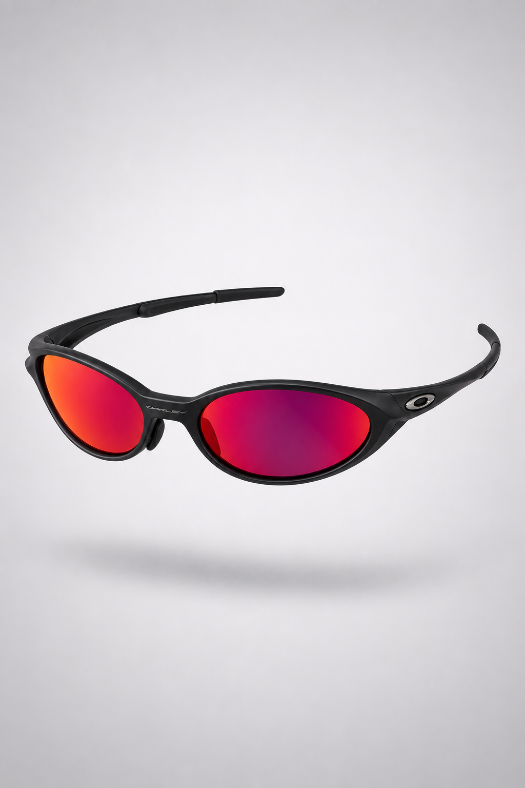 The full shape of Oakley Eye Jacket Gen 1 — Matte Black / Fire Red